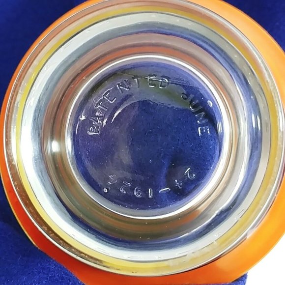 Glass Dish Bowl Nut Candy Dish Orange Gold Painted Collectible Vintage - Picture 5 of 6